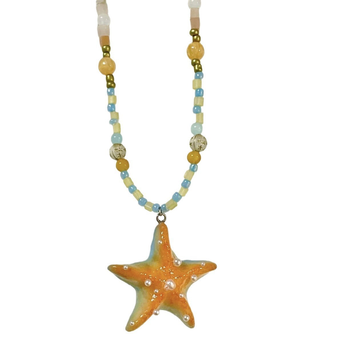 Dopamine Style Long Beaded Starfish Necklace