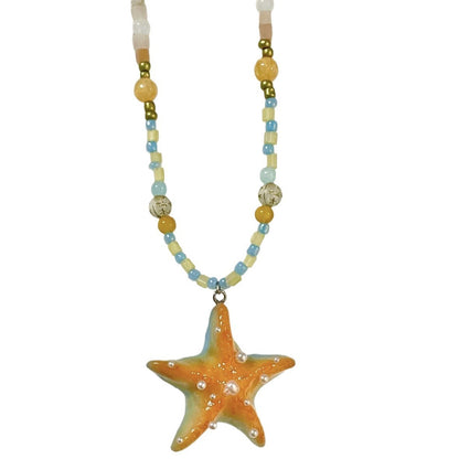 Dopamine Style Long Beaded Starfish Necklace