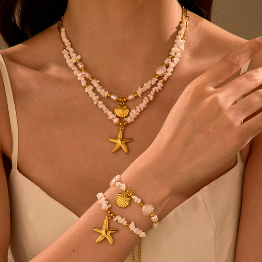 Beach Ocean Style Shell Necklace & Bracelet