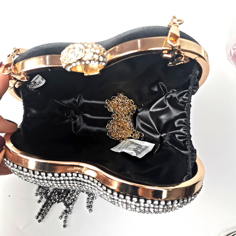 Heart Tassel Inlaid Diamond Heart-Shaped Handbag