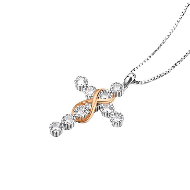 Infinity Cross Zircon Pendant Necklace