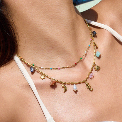 Bohemian Double-Layer Hippo Pendant Necklace