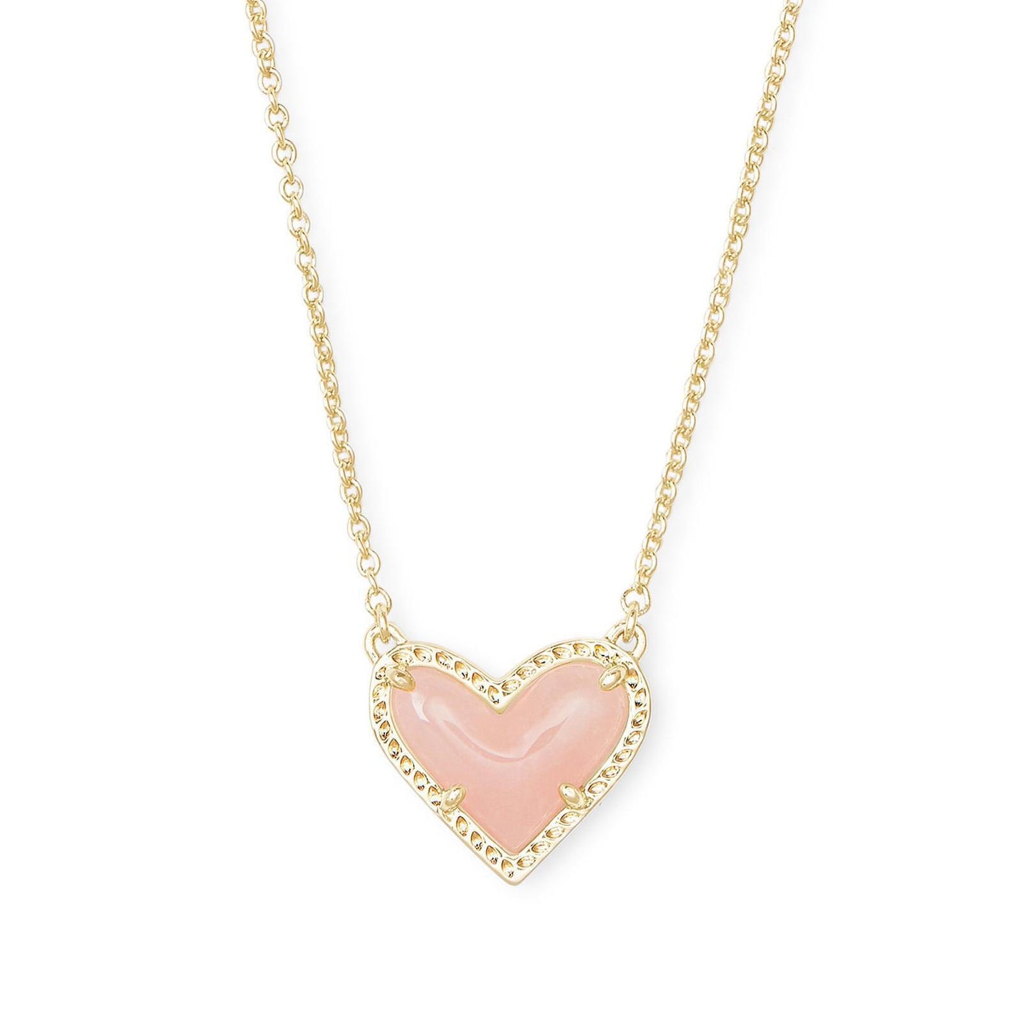 Adjustable Peach Heart Stone Necklace