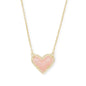 Adjustable Peach Heart Stone Necklace