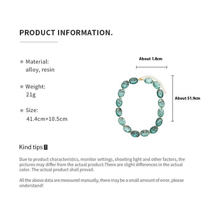 Green Oval Resin Geometric Clavicle Chain