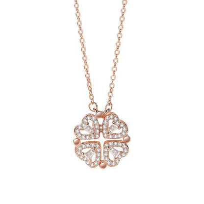 Four-Leaf Clover Heart Pendant Necklace