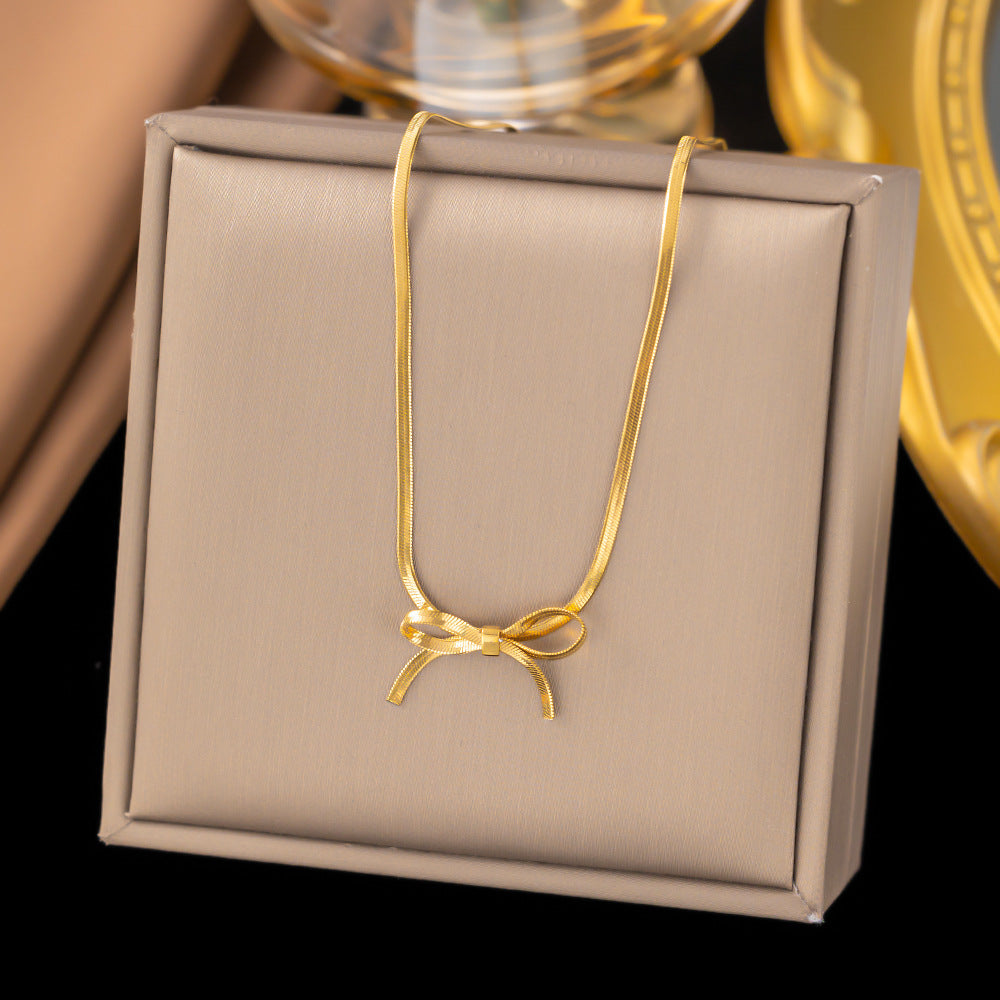 Bowknot Snake Chain Necklace, Bracelet, Earring Set