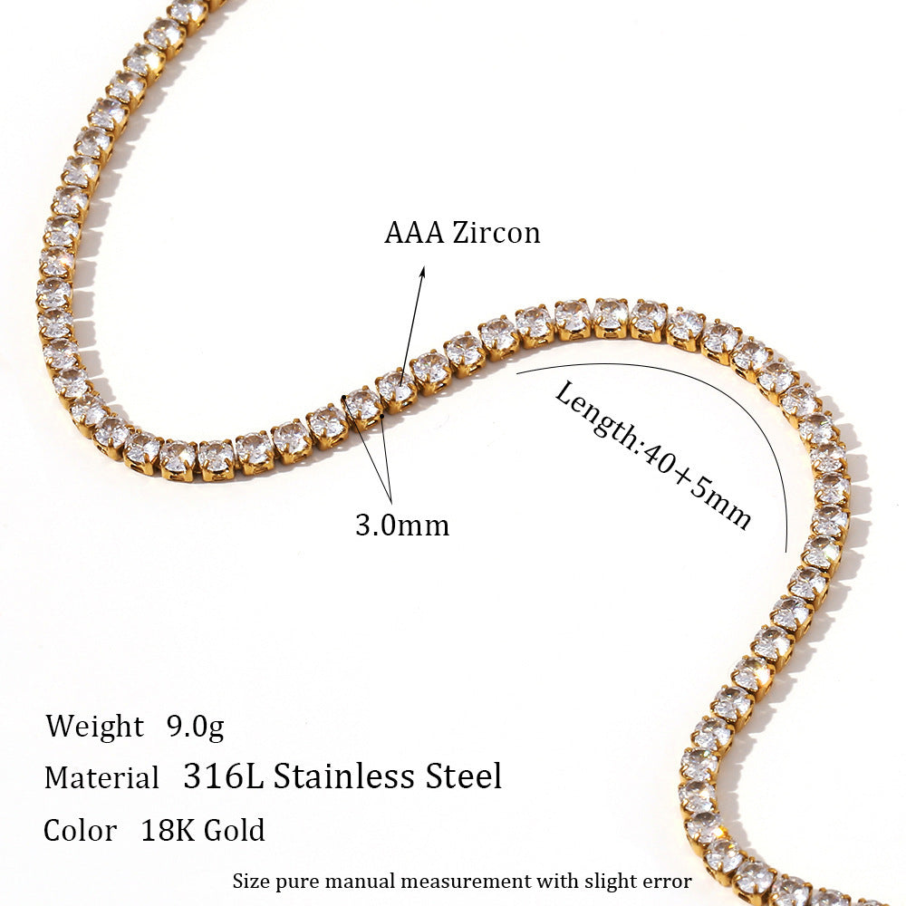Stainless Steel Zircon Bracelet & Necklace Set