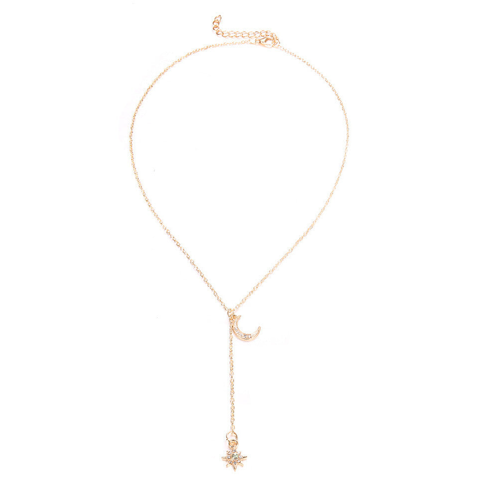 Retro Moon and Sun Pendant Necklace