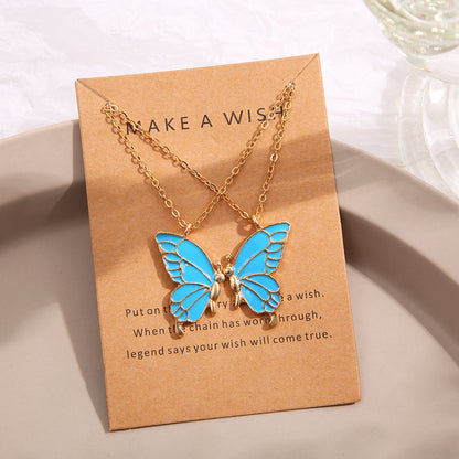 Coloured Butterfly Necklaces, 2Pc & 1Pc