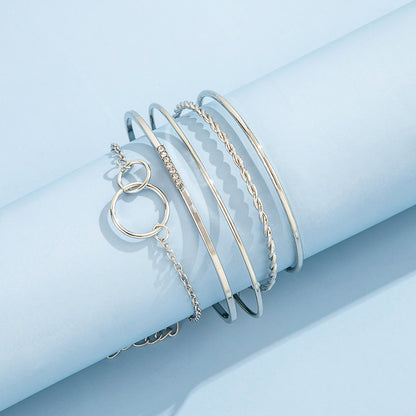 Leaf Circle 5-Piece Set Bracelets