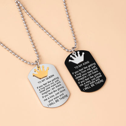 To My King & Queen” Couple Necklaces