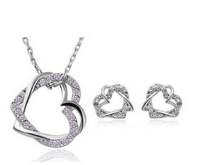 Double Diamond Heart Jewellery Set