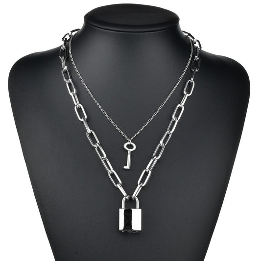 Stylish Padlock Necklace with Key Pendant - Trendy Jewellery