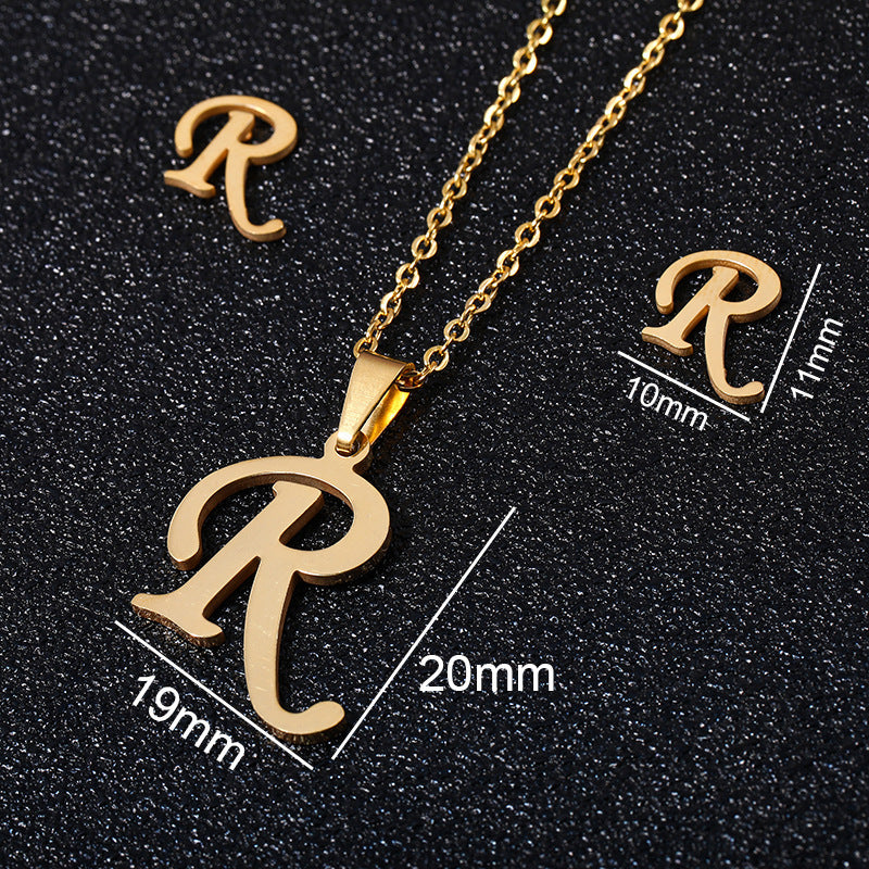 Stainless Steel Alphabet Necklace, 26 Initial Letters A–Z
