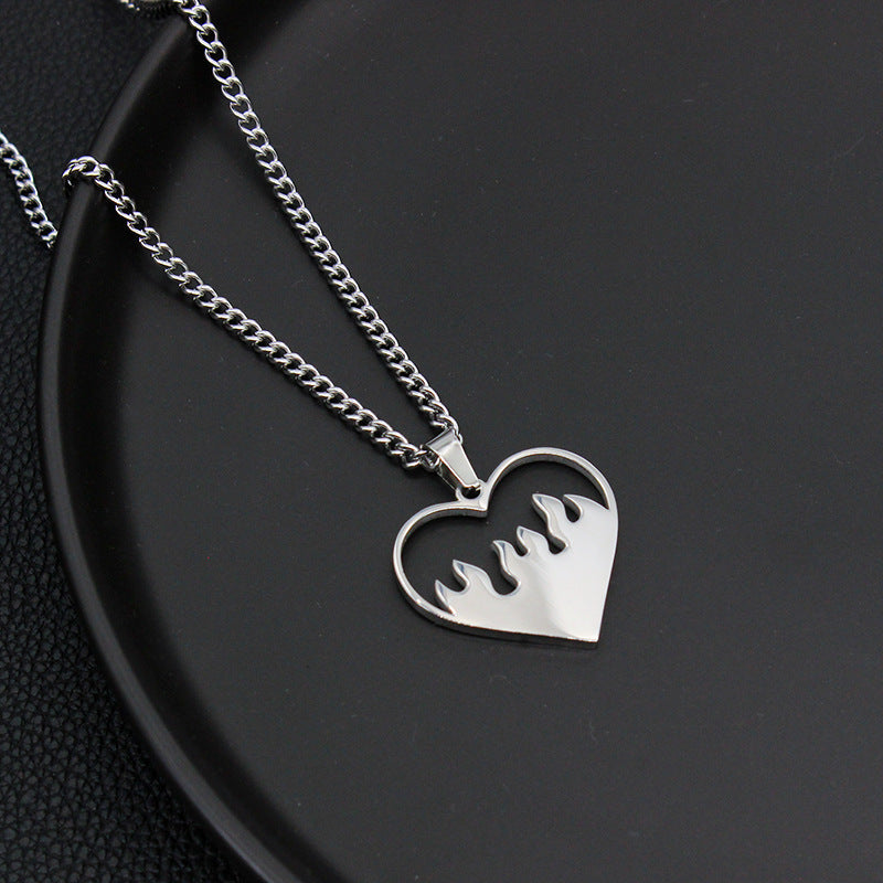 Love Flame Couple Necklace Stainless Steel