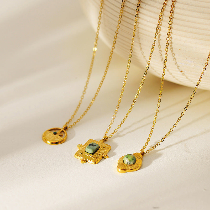 Vintage Turquoise Natural Stone Pendant Necklace