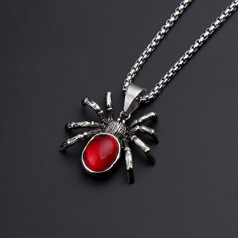 Retro Black Widow Spider Pendant Necklace