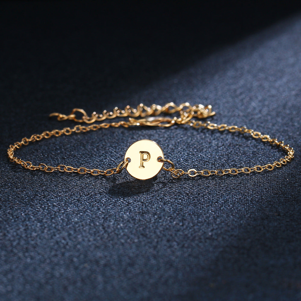 Adjustable Gold A-Z Letter Bracelet