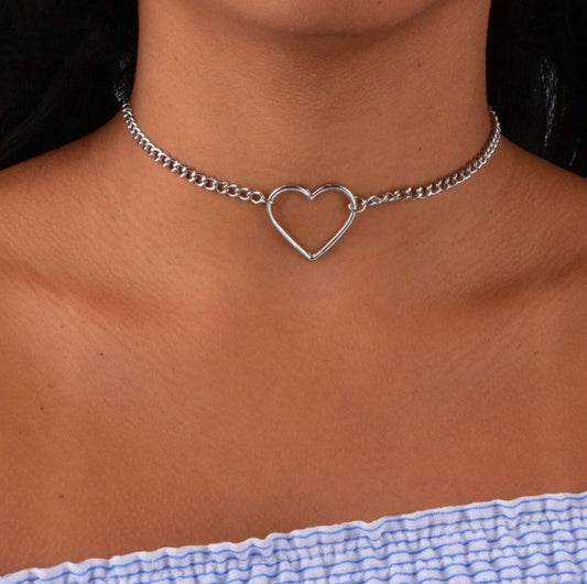 Hollow Heart Choker Necklace