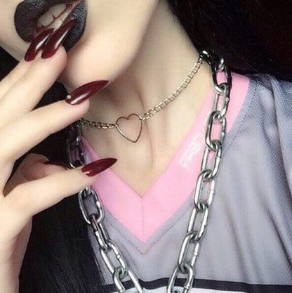 Hollow Heart Choker Necklace