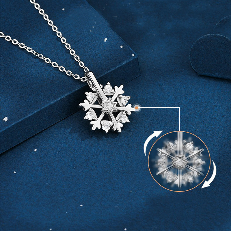 Rotatable Spinning Snowflake Pendant Necklace