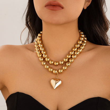 Ornament Pearl Heart Clavicle Chain Necklace