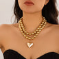 Ornament Pearl Heart Clavicle Chain Necklace