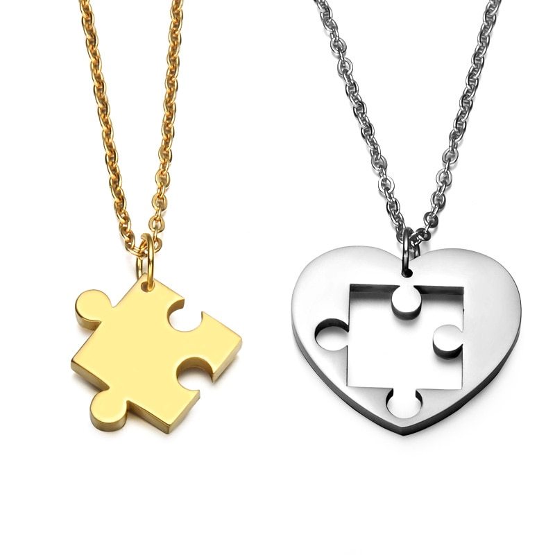 Love Puzzle Couple Pendant Necklace