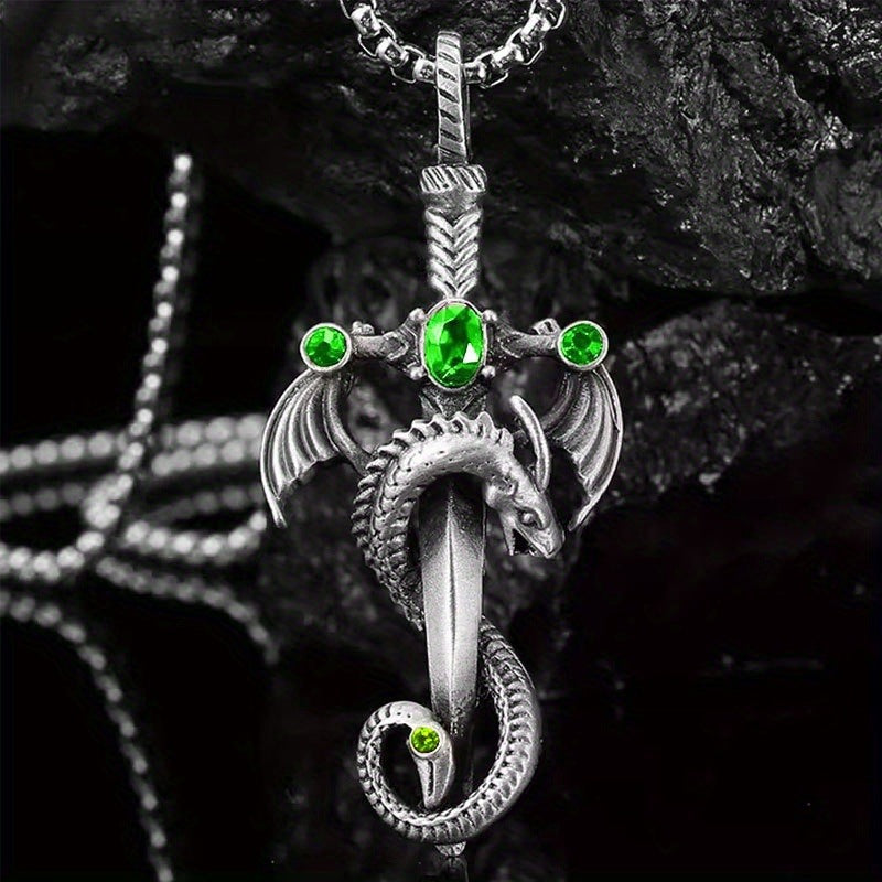 Retro Dragon Sword Pendant Necklace
