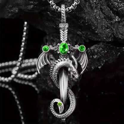 Retro Dragon Sword Pendant Necklace