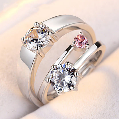 Minimalist Couple Zircon Diamond Crown Ring