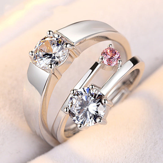 Minimalist Couple Zircon Diamond Crown Ring