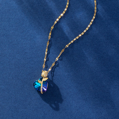 Sapphire Gold Heart Shape Pendant Necklace