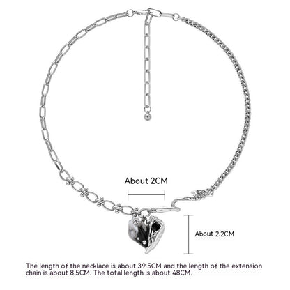 Pleated Heart Pendant Necklace