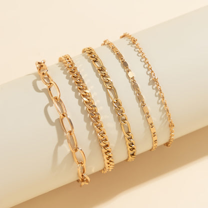 Simple Twin Cross Chain Bracelet for Women – Gold Electroplated Metal, Geometric Style, Personality Jewellery