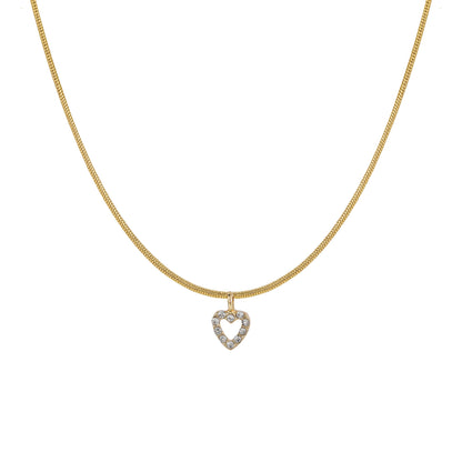 Unisex Heart Zircon Sweater Chain Necklace