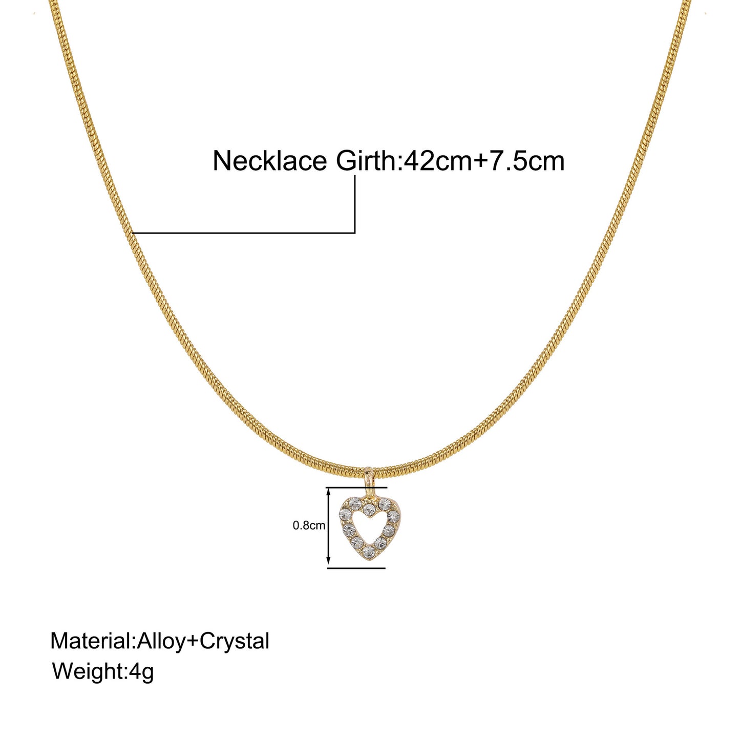 Unisex Heart Zircon Sweater Chain Necklace
