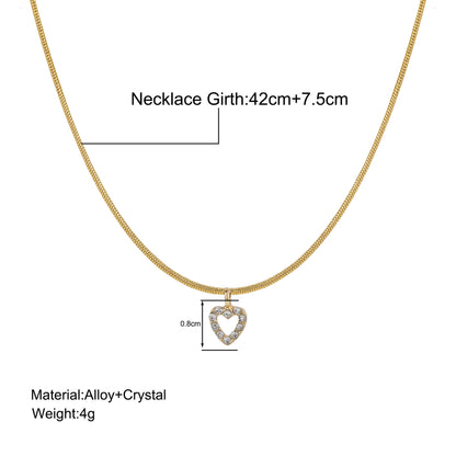 Unisex Heart Zircon Sweater Chain Necklace