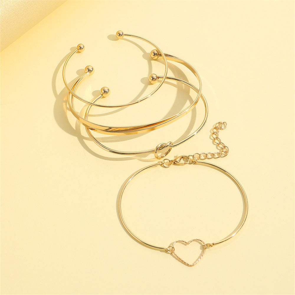 Vintage Gold Crystal Heart, Letter, Love Bracelet Set