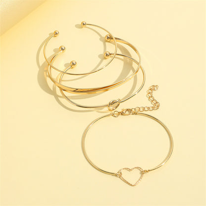 Vintage Gold Crystal Heart, Letter, Love Bracelet Set