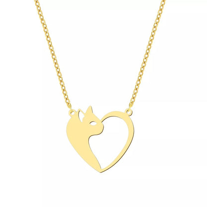 Heart Cat Hollow Pendant Choker Necklace