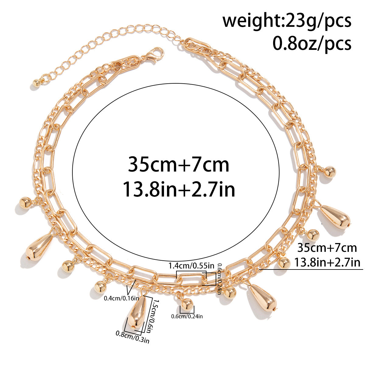 Glossy Comma Pendant Necklace & Bracelet