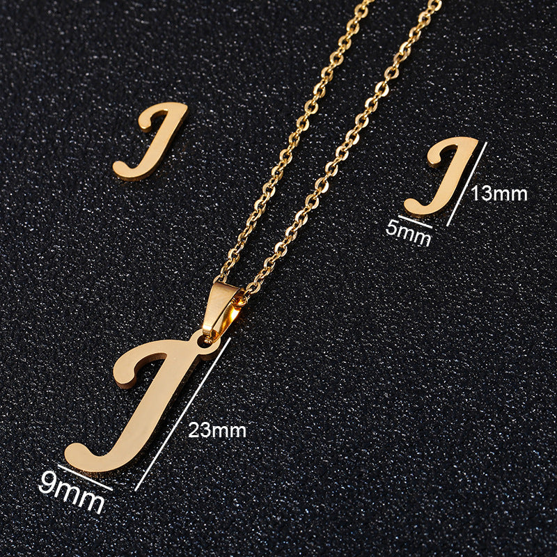 Stainless Steel Alphabet Necklace, 26 Initial Letters A–Z