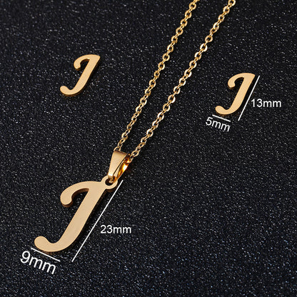 Stainless Steel Alphabet Necklace, 26 Initial Letters A–Z