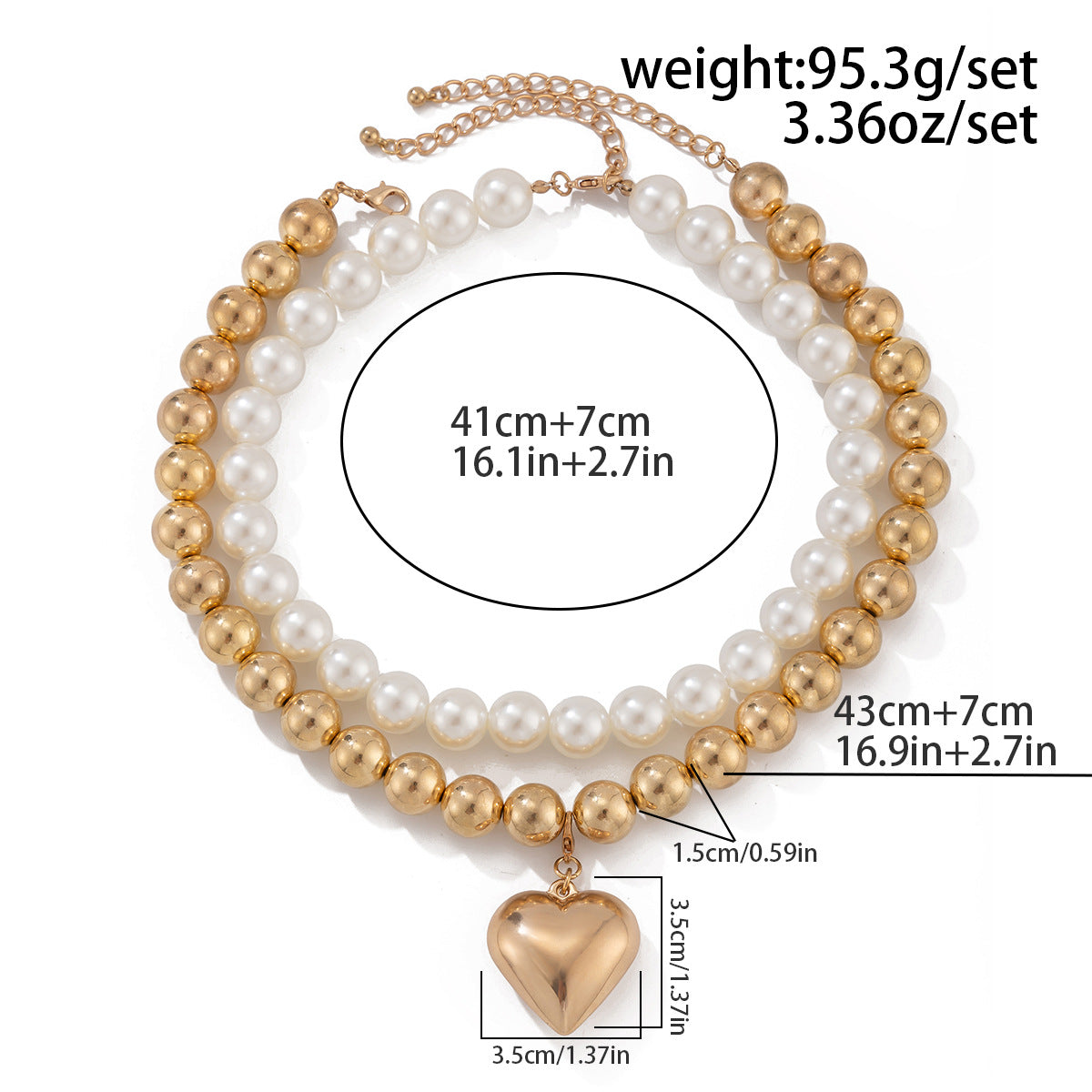 Ornament Pearl Heart Clavicle Chain Necklace