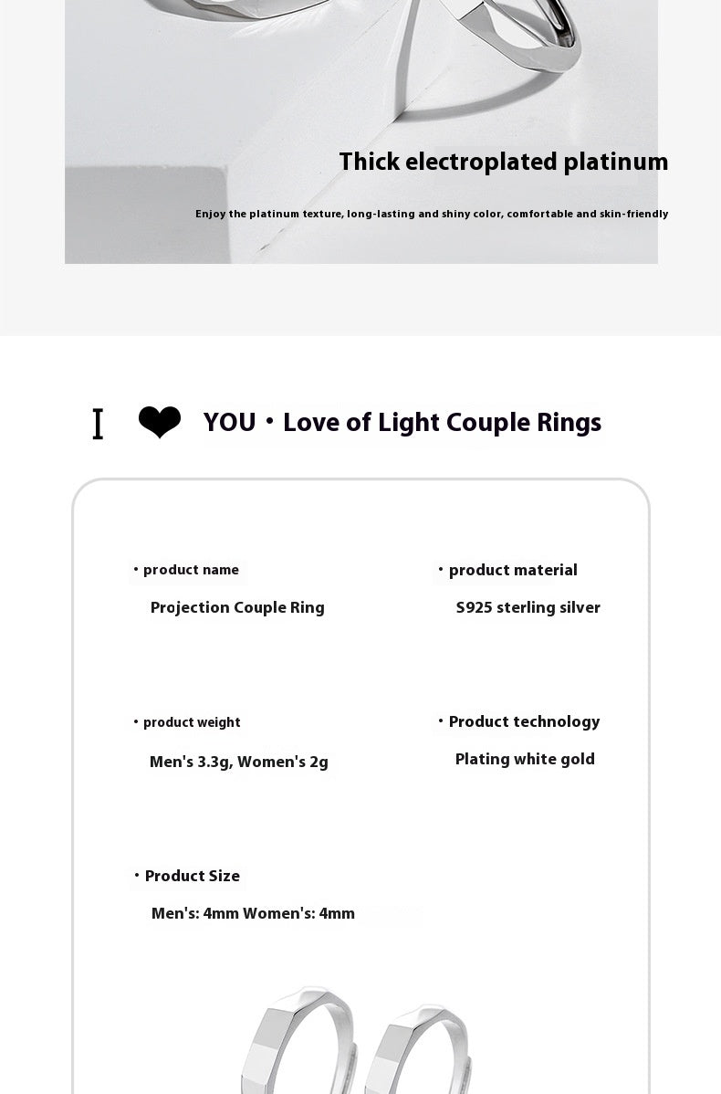 I Love You Projection Adjustable Couple Rings