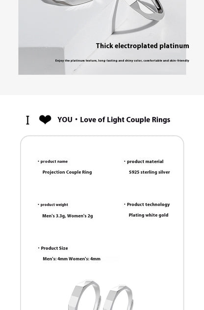 I Love You Projection Adjustable Couple Rings