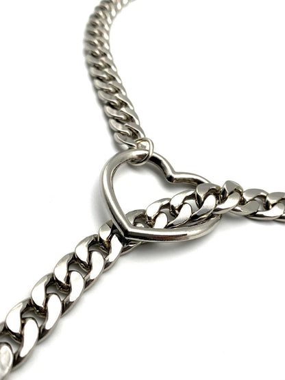 Heart Shaped Lock & Key Slip Chain Necklace