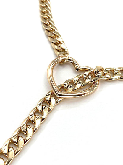 Heart Shaped Lock & Key Slip Chain Necklace